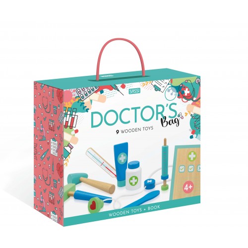WOODEN TOYS AND BOOK - Doctor's Bag 10 pieces