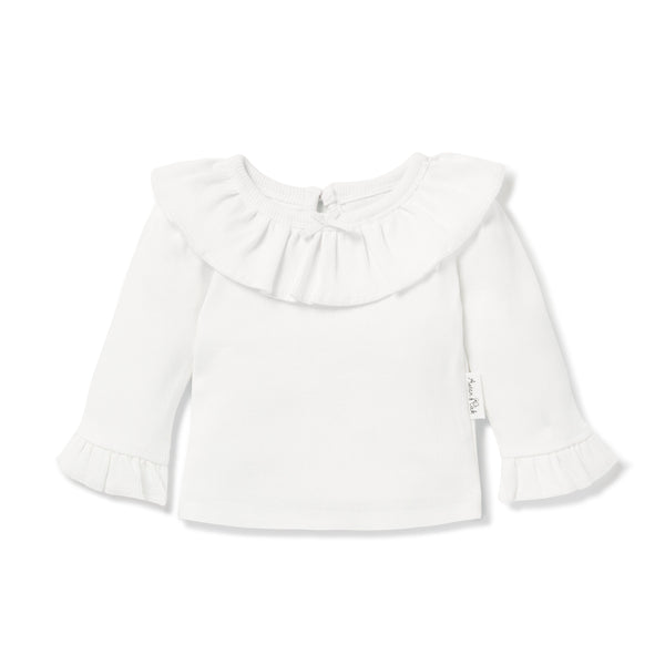 SNOW RIB RUFFLE TOP