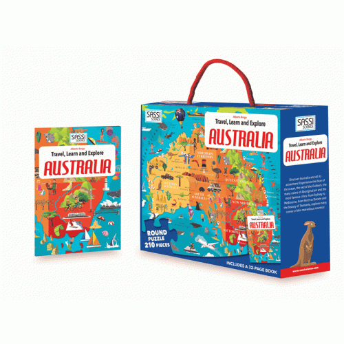 TRAVEL, LEARN AND EXPLORE PUZZLE AND BOOK SET- Australia 210 pcs