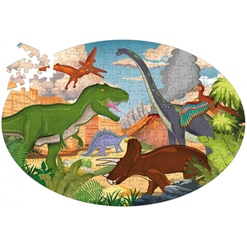 TRAVEL, LEARN AND EXPLORE PUZZLE AND BOOK SET- Dinosaurs 205 pcs