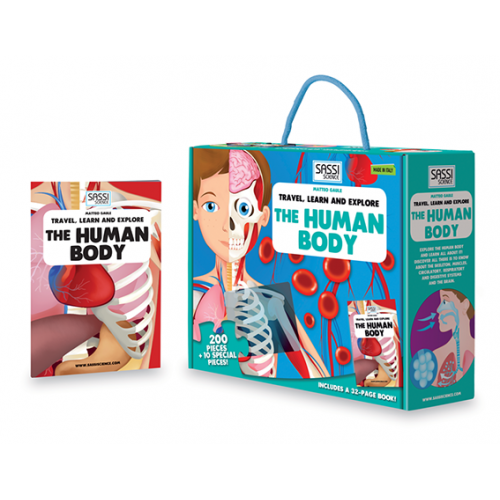 TRAVEL, LEARN AND EXPLORE PUZZLE AND BOOK SET- The Human Body 200 pcs