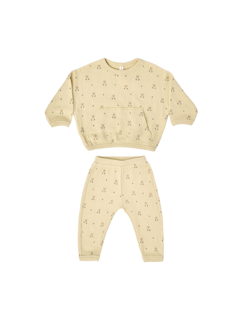 WAFFLE SWEAT SET - Yellow Dutch Floral