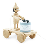 WOODEN PULL ALONG PINOCCHIO TOY WITH DRUM - Natural