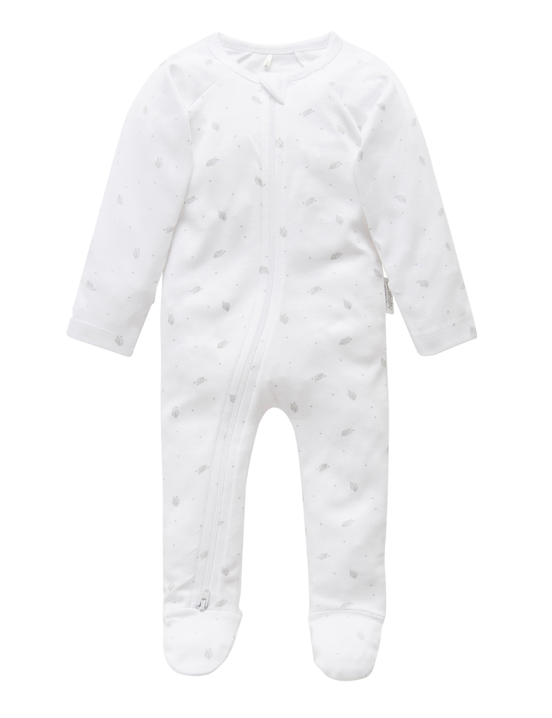 ZIP GROWSUIT - Pale Grey Leaf With Spot