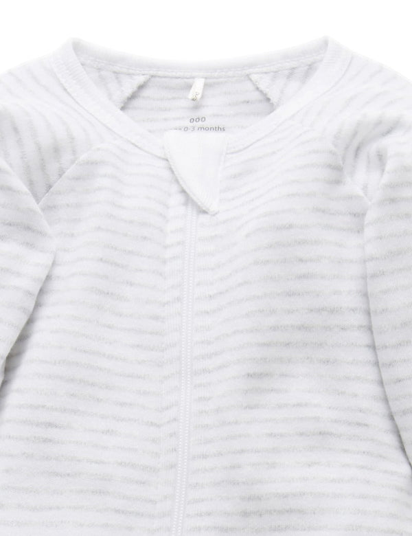 ZIP GROWSUIT - Pale Grey Melange Stripe