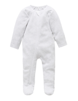 ZIP GROWSUIT - Pale Grey Melange Stripe