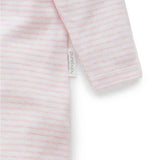 ZIP GROWSUIT - Pale Pink Melange Stripe