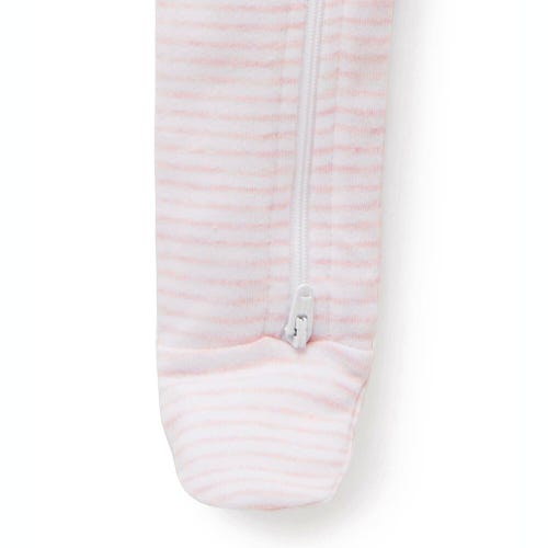 ZIP GROWSUIT - Pale Pink Melange Stripe