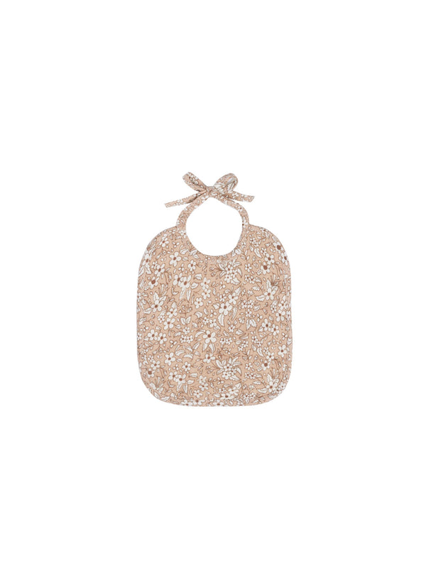 WOVEN TIE BIB  - Apricot Floral