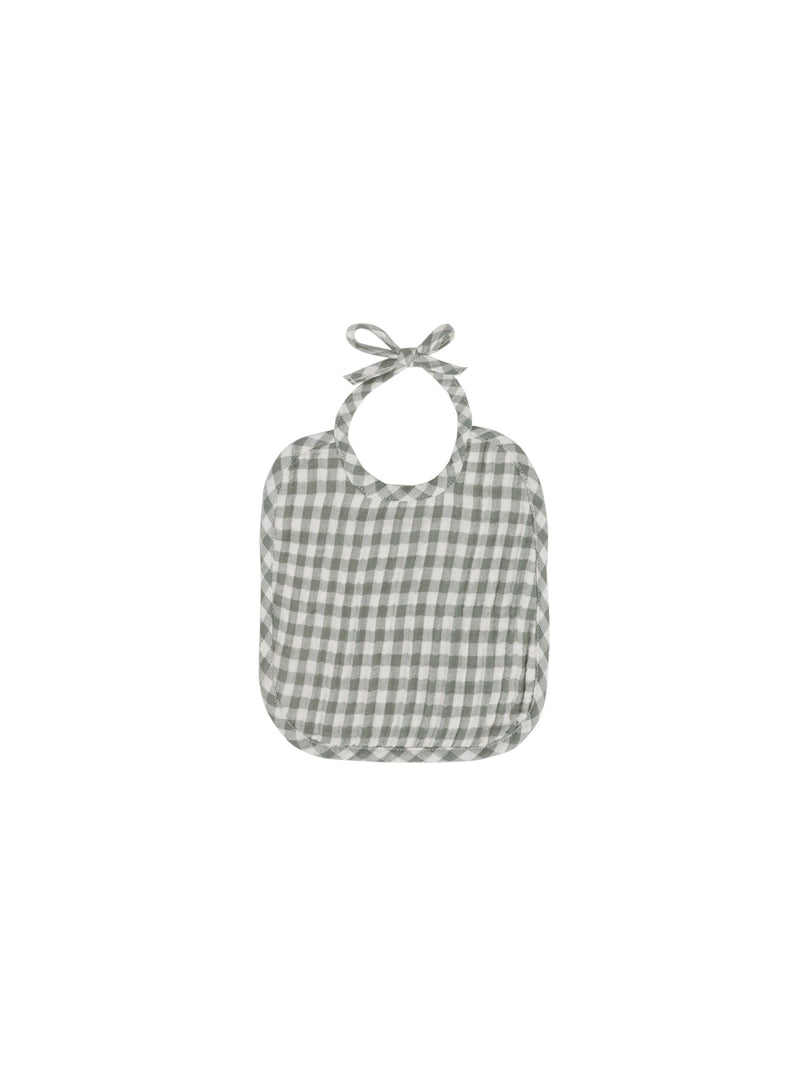 WOVEN TIE BIB  - Sea Green Gingham