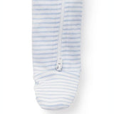 ZIP GROWSUIT - Pale Blue Melange Stripe