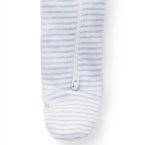 ZIP GROWSUIT - Pale Blue Melange Stripe