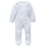 ZIP GROWSUIT - Pale Blue Melange Stripe