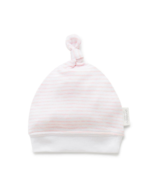 KNOT HAT - Pale Pink Melange Stripe